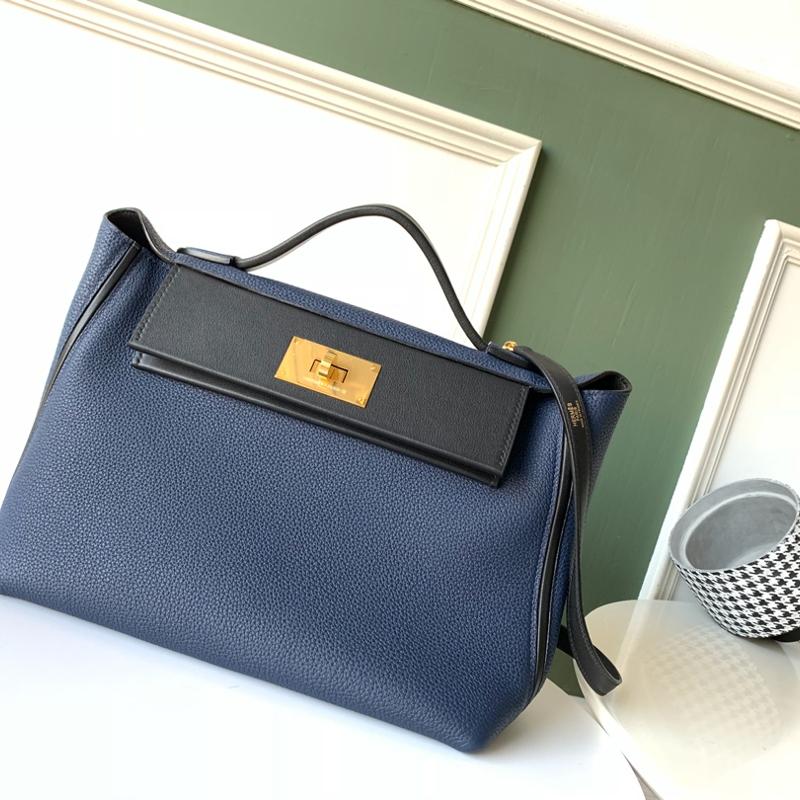 Hermes Kelly 2424-29 TG Pin SW Royal Blue Gold Buckle